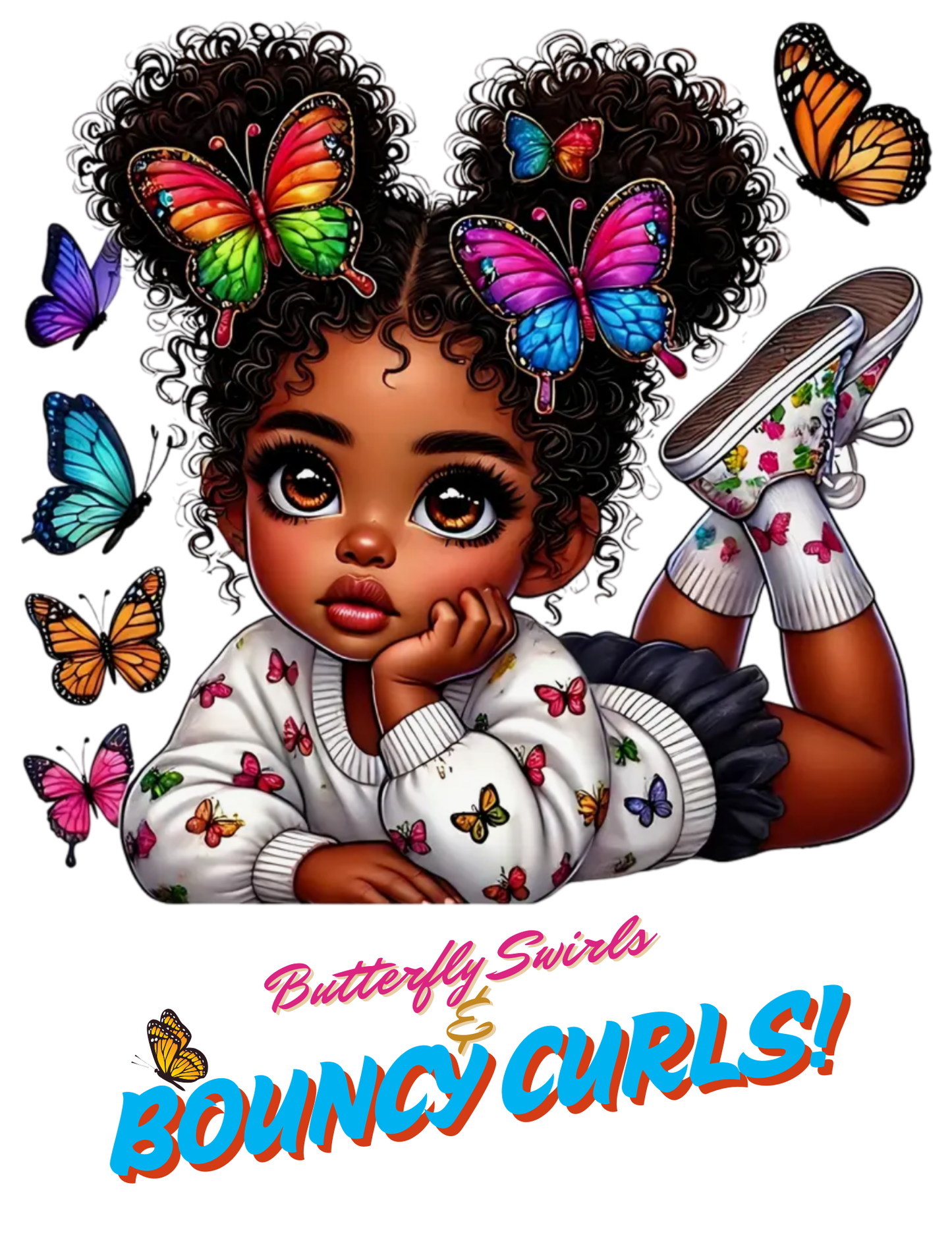 "Butterfly Swirls & Bouncy Curls" T-shirt