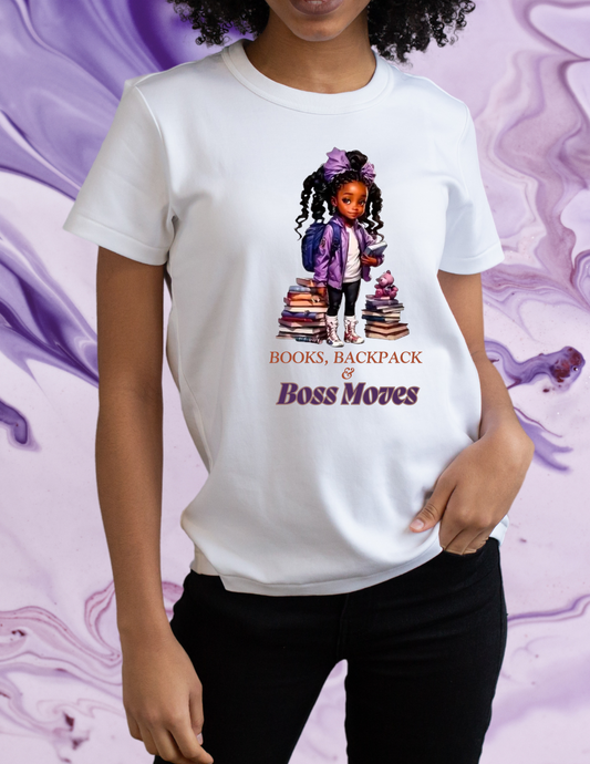 "Books, Backpack & Boss Moves" T-shirt