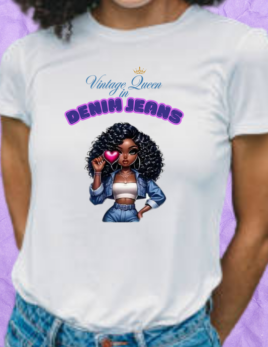 "Vintage Queen In Blue Jeans" T-shirt