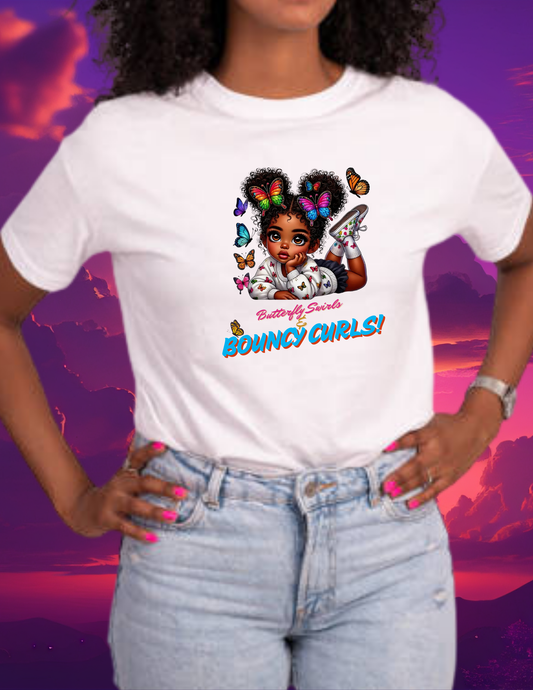 "Butterfly Swirls & Bouncy Curls" T-shirt
